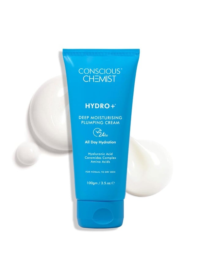 Conscious Chemist Hyaluronic Acid Moisturizer | 100g | Moisturizer for Dry Skin Face, Ceramide Moisturizer, Face Cream for Men & Women, Treat Dull, Dehydrated Skin, For Normal to Dry Skin - Hydro+ - Image 1